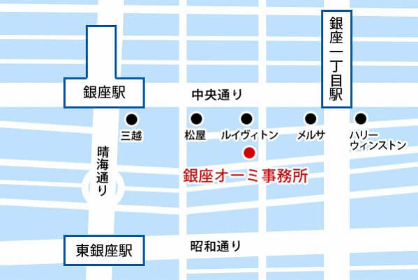 銀座オフィス周辺のマップ